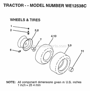 Page K Diagram and Parts List for WE12538C 1997 Husqvarna Lawn Tractor