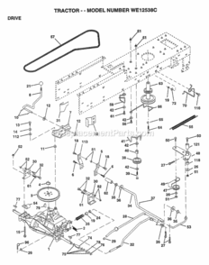 Page C Diagram and Parts List for WE12538C 1997 Husqvarna Lawn Tractor