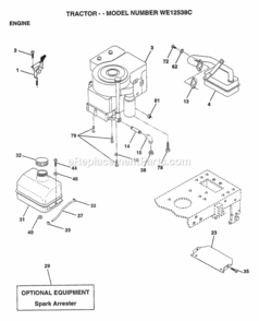 Page E Diagram and Parts List for WE12538C 1997 Husqvarna Lawn Tractor