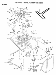 Page F Diagram and Parts List for WE12538C 1997 Husqvarna Lawn Tractor