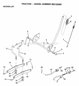 Page G Diagram and Parts List for WE12538C 1997 Husqvarna Lawn Tractor