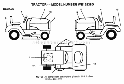 Page C Diagram and Parts List for WE12538D 1997 Husqvarna Lawn Tractor