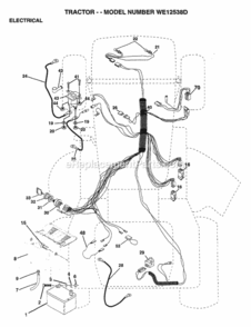 Page E Diagram and Parts List for WE12538D 1997 Husqvarna Lawn Tractor