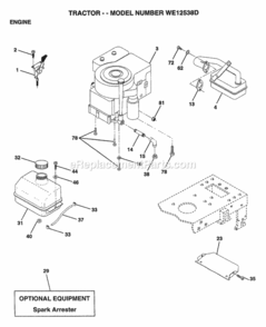 Page F Diagram and Parts List for WE12538D 1997 Husqvarna Lawn Tractor