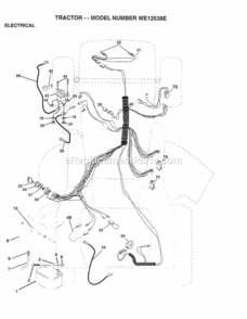 Page E Diagram and Parts List for WE12538E 1997 Husqvarna Lawn Tractor