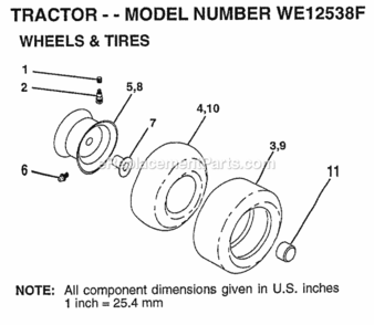 Page J Diagram and Parts List for WE12538F 1999 Husqvarna Lawn Tractor