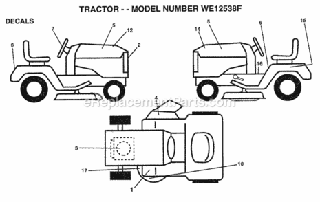 Page B Diagram and Parts List for WE12538F 1999 Husqvarna Lawn Tractor