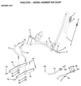 Page G Diagram and Parts List for WE12538F 1999 Husqvarna Lawn Tractor