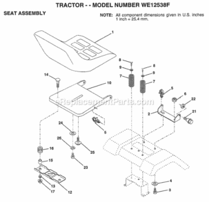 Page H Diagram and Parts List for WE12538F 1999 Husqvarna Lawn Tractor