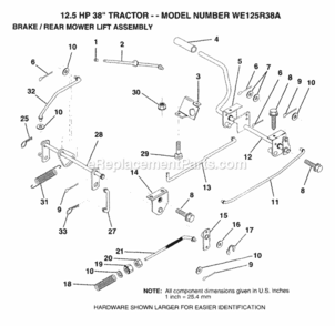 Page A Diagram and Parts List for WE125R38A 1993 Husqvarna Lawn Tractor