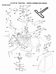Page J Diagram and Parts List for WE125R38A 1993 Husqvarna Lawn Tractor