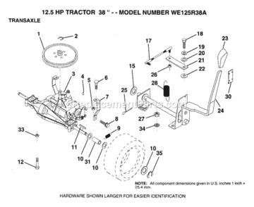Page O Diagram and Parts List for WE125R38A 1993 Husqvarna Lawn Tractor