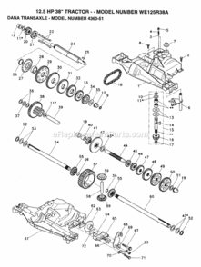 Page P Diagram and Parts List for WE125R38A 1993 Husqvarna Lawn Tractor
