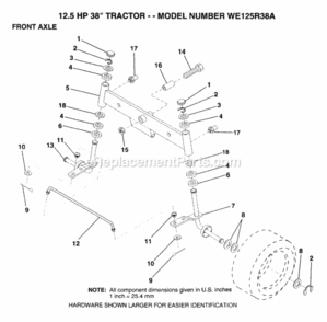 Page G Diagram and Parts List for WE125R38A 1993 Husqvarna Lawn Tractor