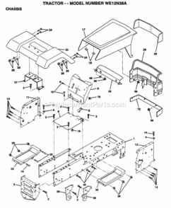 Page A Diagram and Parts List for WE12N38A 1999 And Before Husqvarna Lawn Tractor
