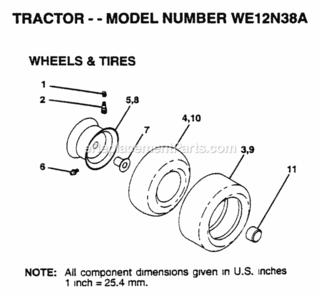 Page K Diagram and Parts List for WE12N38A 1999 And Before Husqvarna Lawn Tractor
