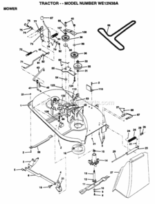 Page G Diagram and Parts List for WE12N38A 1999 And Before Husqvarna Lawn Tractor