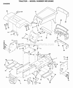 Page A Diagram and Parts List for WE12N38C 1996 Husqvarna Lawn Tractor