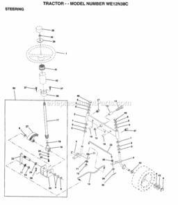 Page J Diagram and Parts List for WE12N38C 1996 Husqvarna Lawn Tractor