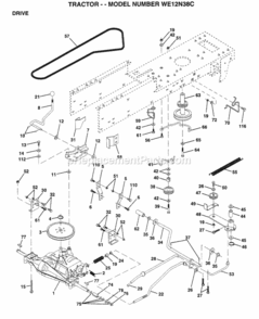 Page D Diagram and Parts List for WE12N38C 1996 Husqvarna Lawn Tractor