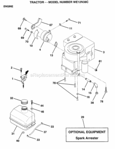 Page F Diagram and Parts List for WE12N38C 1996 Husqvarna Lawn Tractor