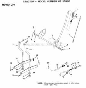 Page H Diagram and Parts List for WE12N38C 1996 Husqvarna Lawn Tractor