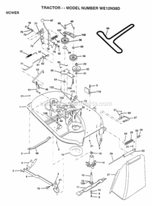 Page F Diagram and Parts List for WE12N38D 1997 Husqvarna Lawn Tractor