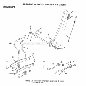 Page G Diagram and Parts List for WE12N38D 1997 Husqvarna Lawn Tractor