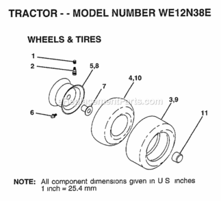 Page K Diagram and Parts List for WE12N38E 1997 Husqvarna Lawn Tractor