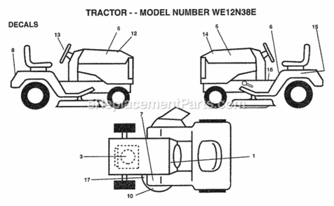 Page C Diagram and Parts List for WE12N38E 1997 Husqvarna Lawn Tractor