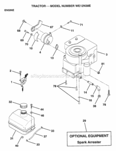 Page F Diagram and Parts List for WE12N38E 1997 Husqvarna Lawn Tractor