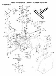 Page K Diagram and Parts List for WE12R38A 1993 Husqvarna Lawn Tractor