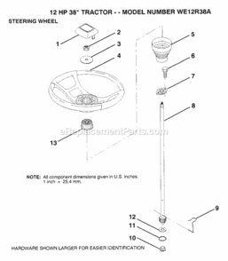 Page O Diagram and Parts List for WE12R38A 1993 Husqvarna Lawn Tractor