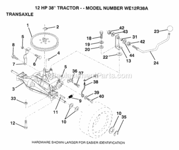 Page P Diagram and Parts List for WE12R38A 1993 Husqvarna Lawn Tractor
