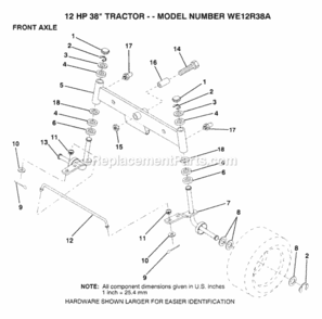 Page H Diagram and Parts List for WE12R38A 1993 Husqvarna Lawn Tractor