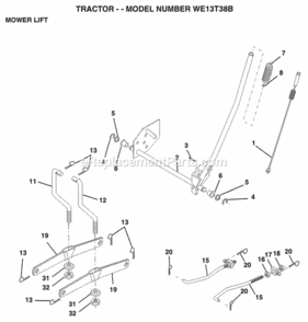 Page H Diagram and Parts List for WE13T38A 1998 Husqvarna Lawn Tractor