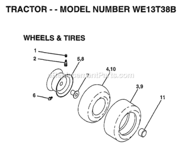 Page K Diagram and Parts List for WE13T38B 1998 Husqvarna Lawn Tractor