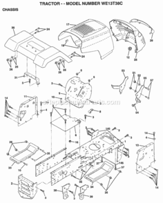Page A Diagram and Parts List for WE13T38C 1999 Husqvarna Lawn Tractor