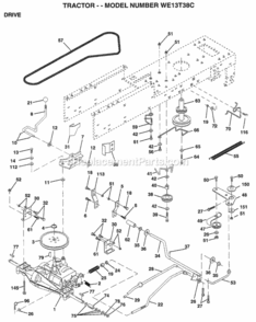 Page C Diagram and Parts List for WE13T38C 1999 Husqvarna Lawn Tractor