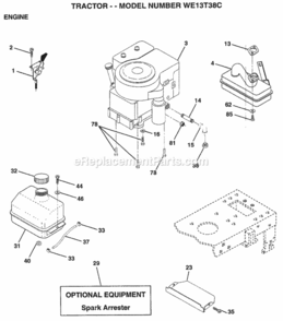 Page E Diagram and Parts List for WE13T38C 1999 Husqvarna Lawn Tractor
