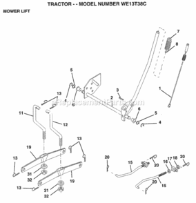 Page G Diagram and Parts List for WE13T38C 1999 Husqvarna Lawn Tractor