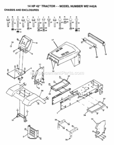 Page A Diagram and Parts List for WE1442A 1993 Husqvarna Lawn Tractor