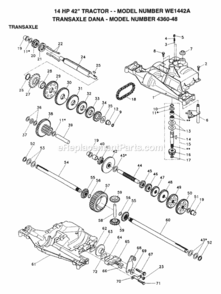 Page J Diagram and Parts List for WE1442A 1993 Husqvarna Lawn Tractor