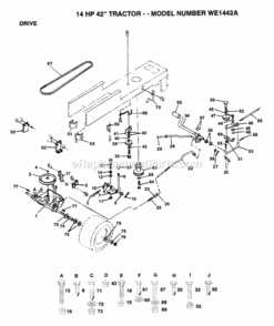 Page C Diagram and Parts List for WE1442A 1993 Husqvarna Lawn Tractor