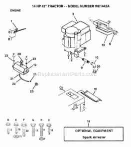 Page E Diagram and Parts List for WE1442A 1993 Husqvarna Lawn Tractor