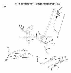 Page F Diagram and Parts List for WE1442A 1993 Husqvarna Lawn Tractor