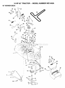 Page G Diagram and Parts List for WE1442A 1993 Husqvarna Lawn Tractor