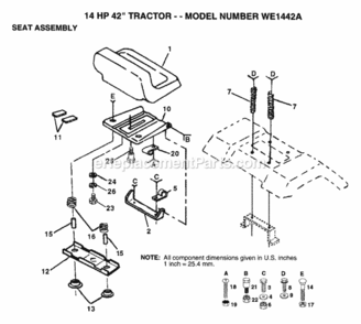 Page H Diagram and Parts List for WE1442A 1993 Husqvarna Lawn Tractor