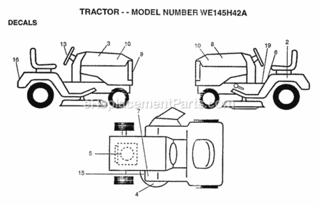 Page B Diagram and Parts List for WE145H42A 1997 Husqvarna Lawn Tractor