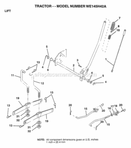 Page F Diagram and Parts List for WE145H42A 1997 Husqvarna Lawn Tractor